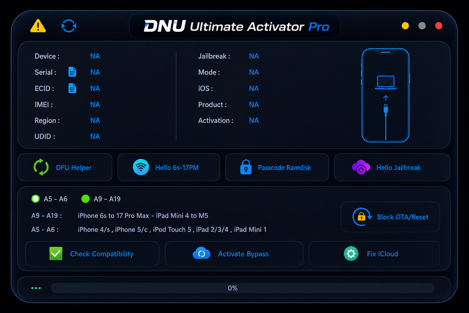 Prévia da interface DNU Ultimate Ramdisk